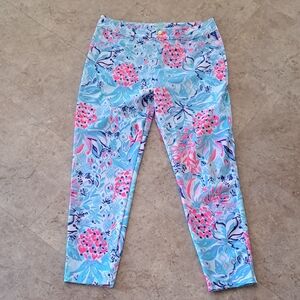 Lilly Pulitzer Luxletic Pink and Blue Floral Pants